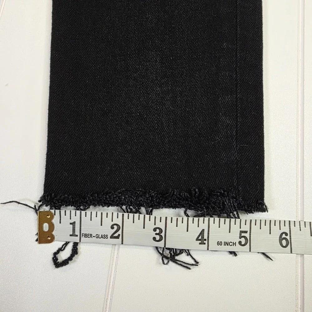RE/DONE High Rise Ankle Crop Jeans 26 Faded Black Raw Hem Button Fly‎ 189-3WHRAC